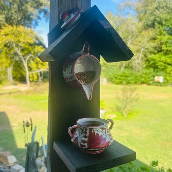 Handcrafted Rustic Wooden Bird Feeder Somewhere Over The Rainbow - Picture 16 of 16